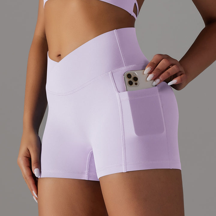 Doppelseitige Shorts gebürstet Kreuz V Taille Damen