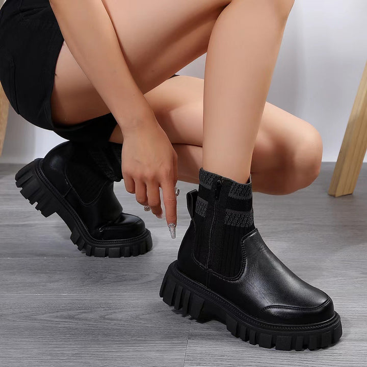 Modische Mittelhohe -Stiefel für Damen mit Reißverschluss und rutschfester Sohle